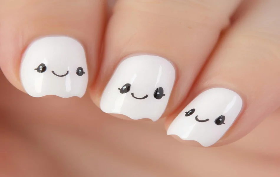 Adorable Ghost Nails: Spooky but Sweet