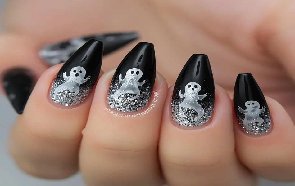 Black and Silver Ombre with Ghost Accent