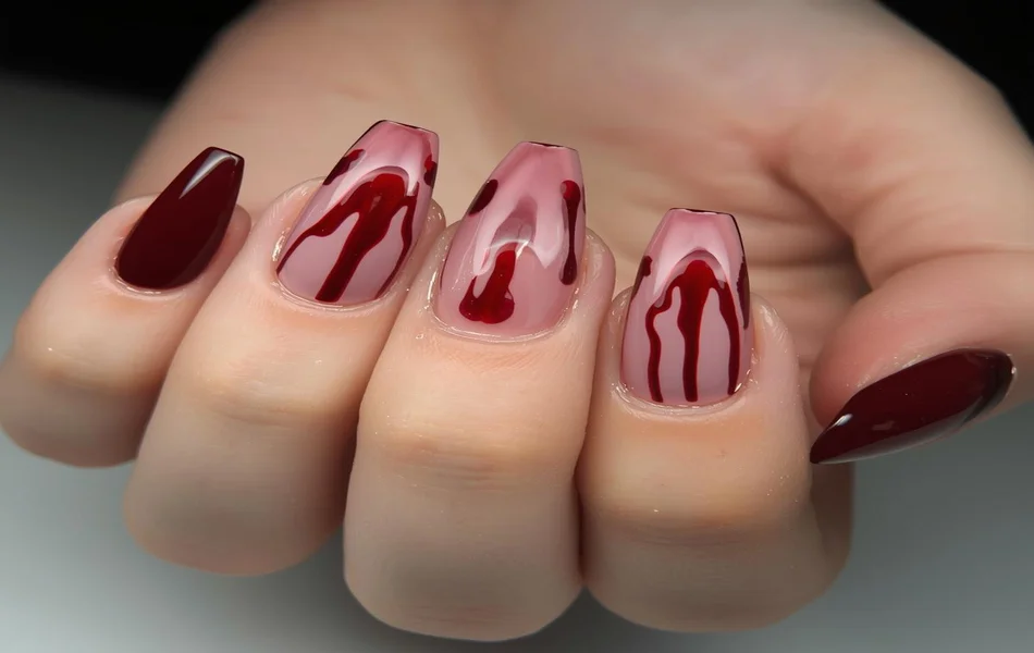 Blood Drip Square Almond & Square Halloween Nail