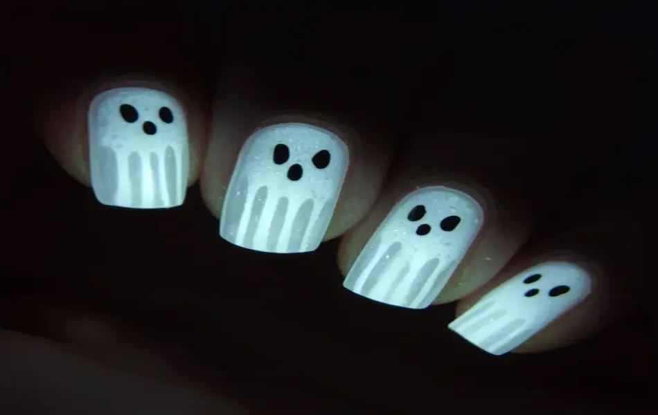 Glow-in-the-Dark Ghost Nails