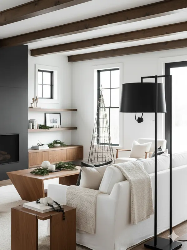 Incorporate Modern Farmhouse Accents/Cozy Farmhouse Christmas Living Room Ideas