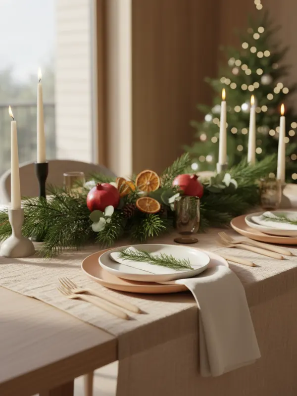Japandi Christmas Table Setting