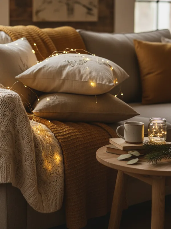 Mix Rustic Wood and Soft Textiles