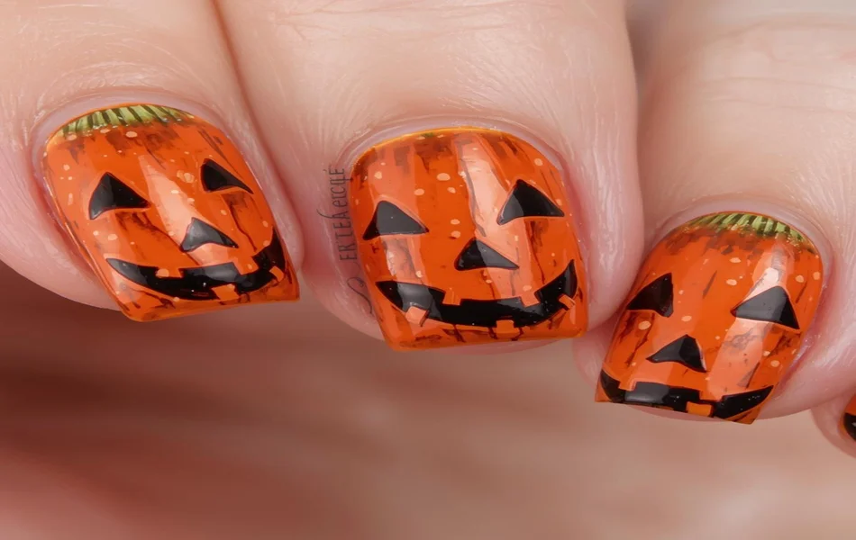 Pumpkin Face Nails