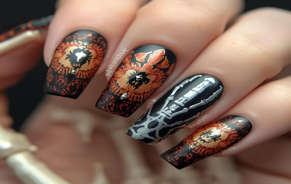 Skeleton Hand Acrylic Nails