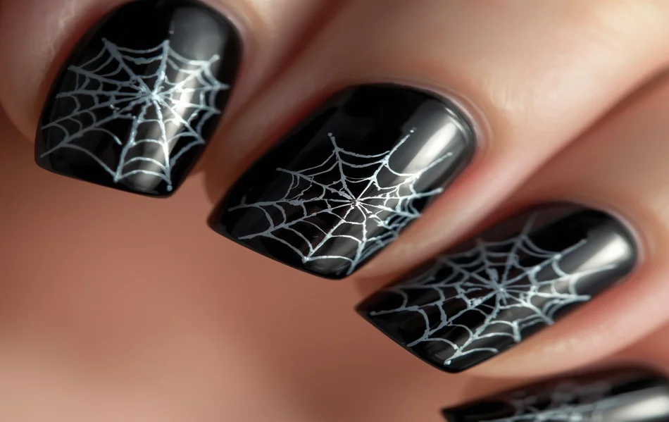 Spider Web Accent Nails