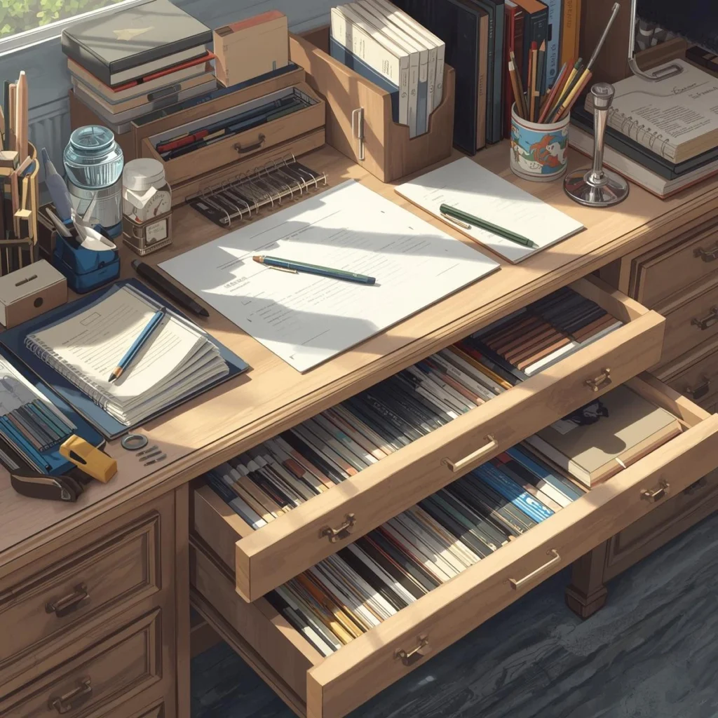 Study Table with Storage Drawers