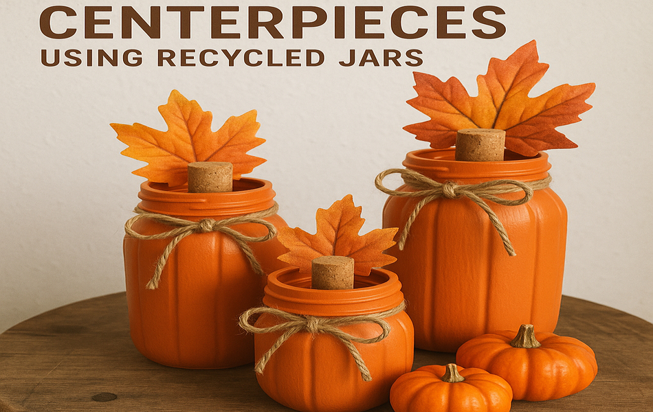 DIY Pumpkin Centerpieces Using Recycled Jars