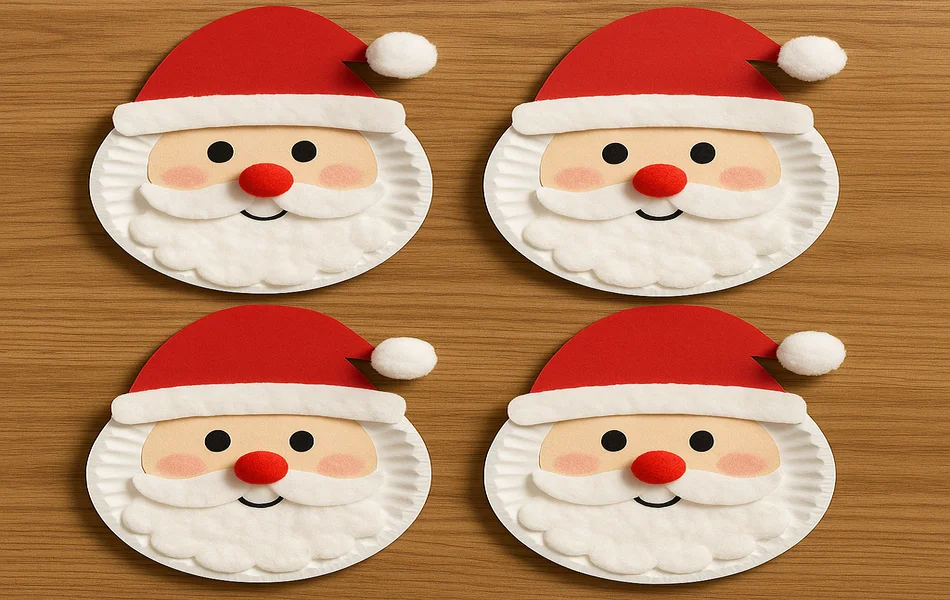 Paper Plate Santa Faces