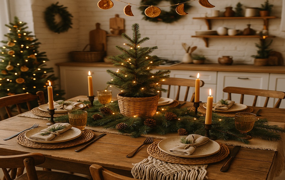 Style a Rustic Boho Christmas Table in the Kitchen