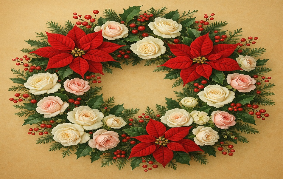 Christmas Flower Wreaths with Seasonal Blooms