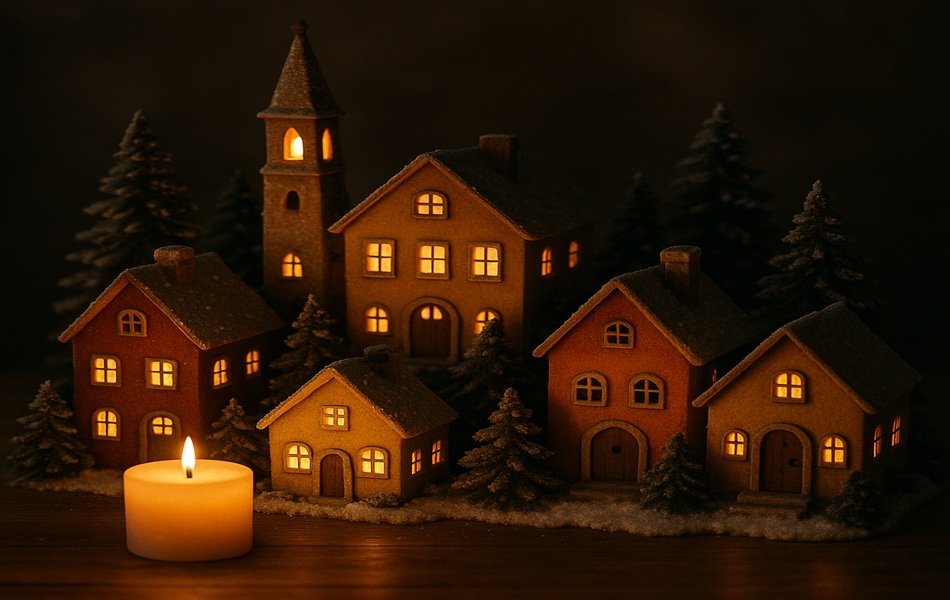 Candlelit Christmas Village Display for Whimsical Charm