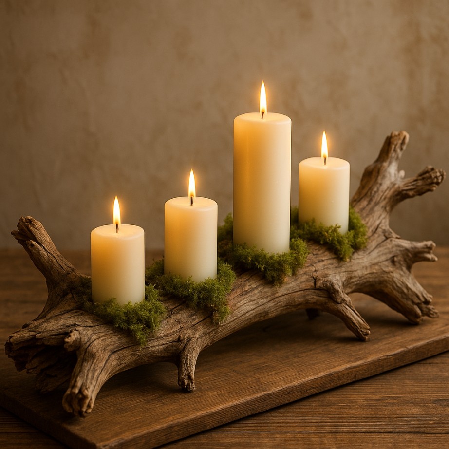 Rustic Branch Centerpiece with Candles