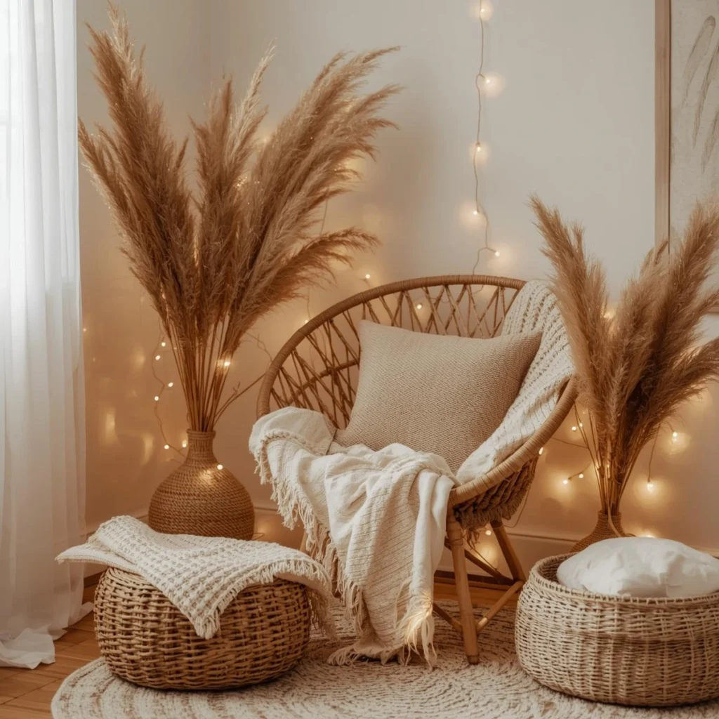 Boho Christmas Corner Setup