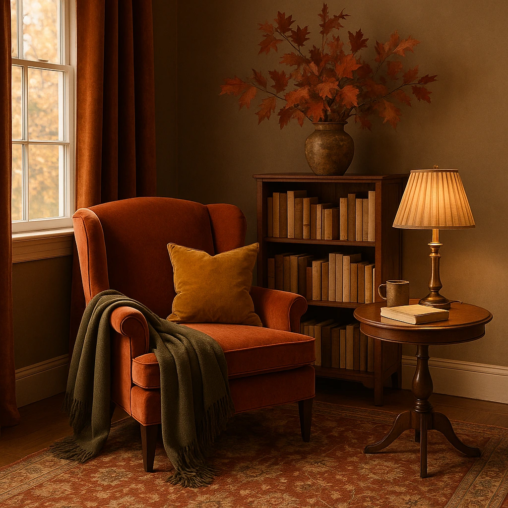 autumn reading nook décor ideas cozy living room corner
