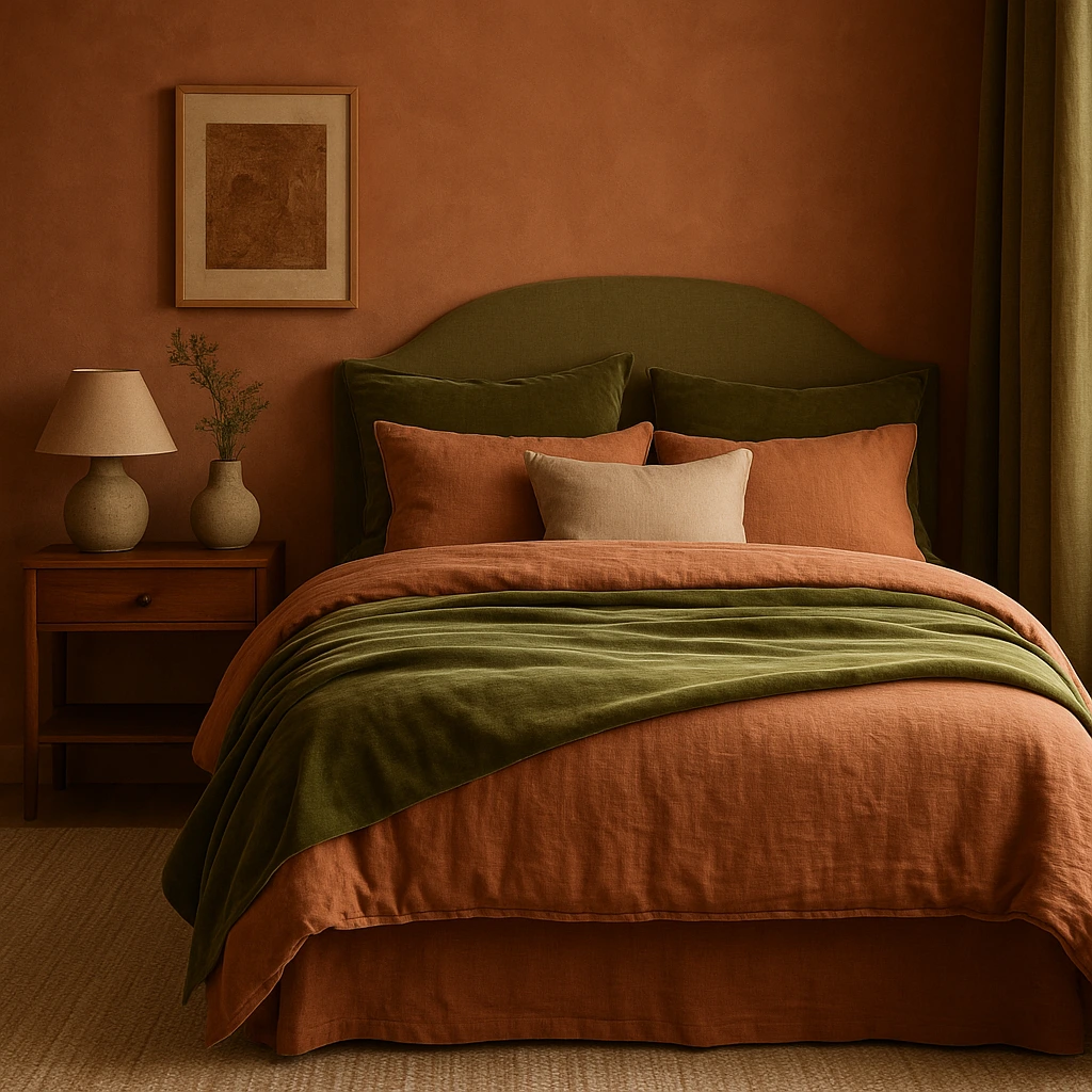 bedroom layered textures trend velvet linen fall 2025