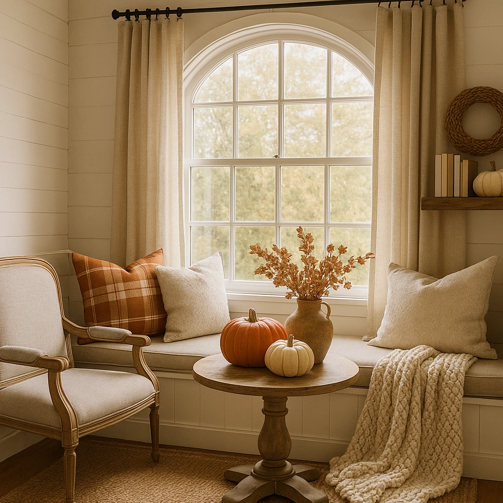 autumn reading nook décor ideas cozy living room corner