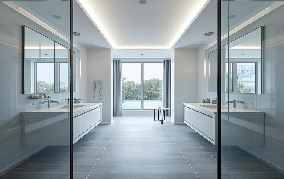 L-Shaped Bathroom Layout