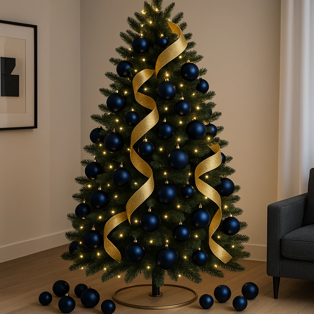 holiday New Year home décor ideas gold and navy palette