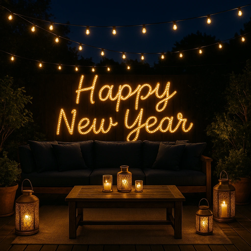 holiday New Year home décor ideas gold and navy palette