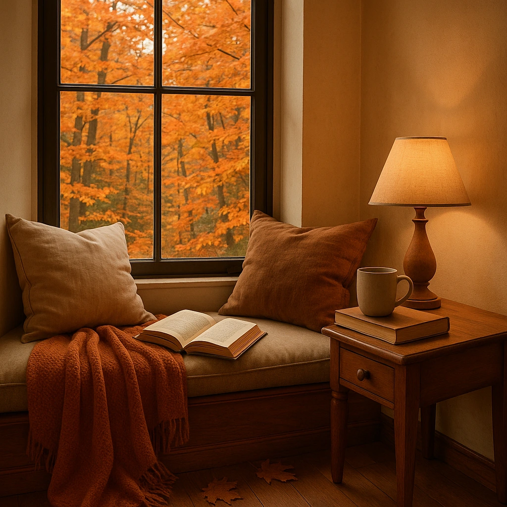 autumn reading nook décor ideas cozy living room corner