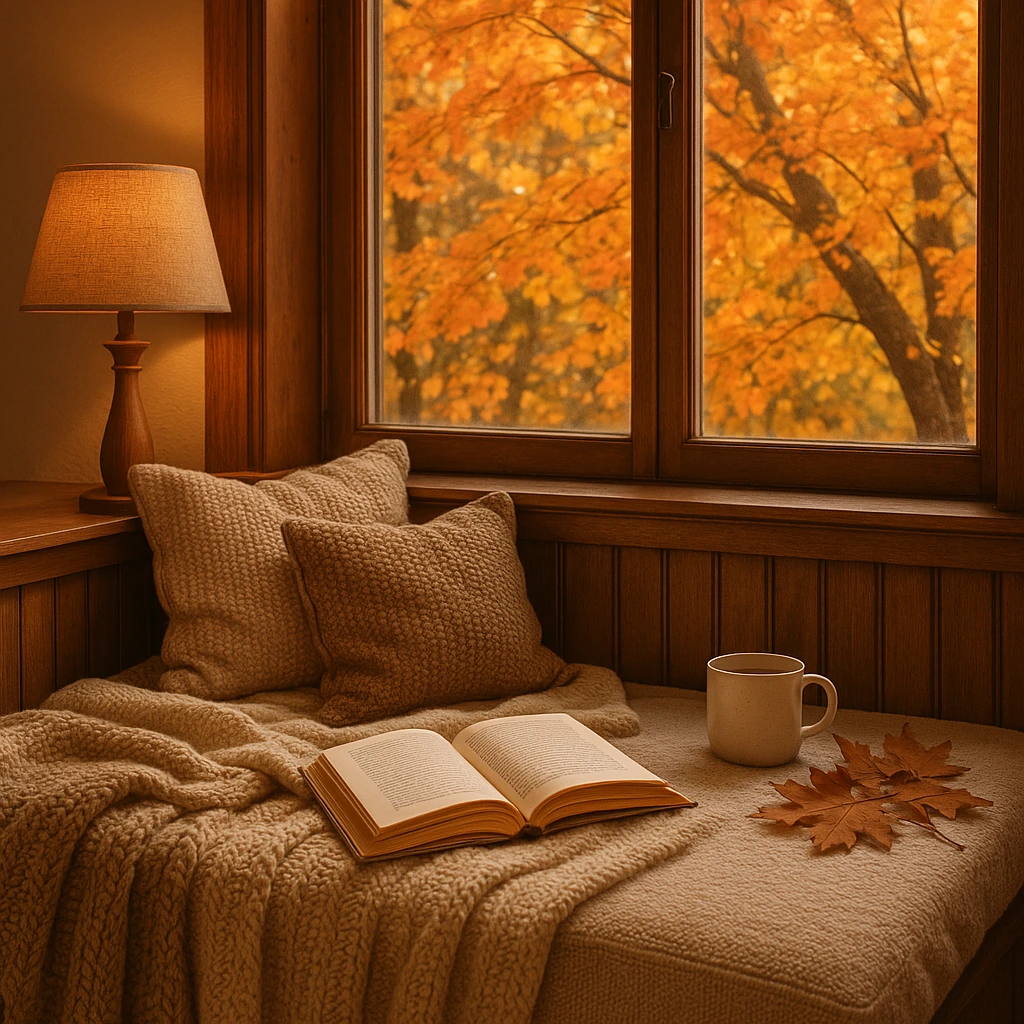 autumn reading nook décor ideas cozy living room corner