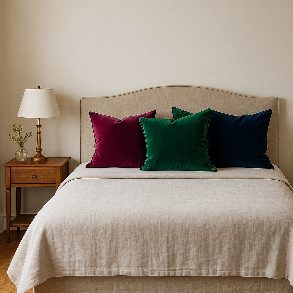 bedroom layered textures trend velvet linen fall 2025