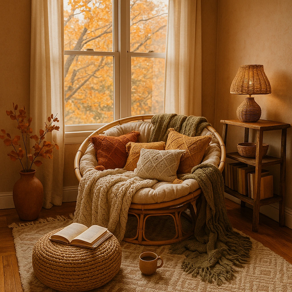 autumn reading nook décor ideas cozy living room corner