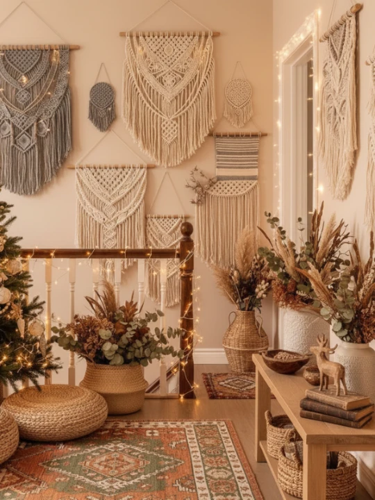 Top Bohemian Christmas Hallway Decor Ideas 10