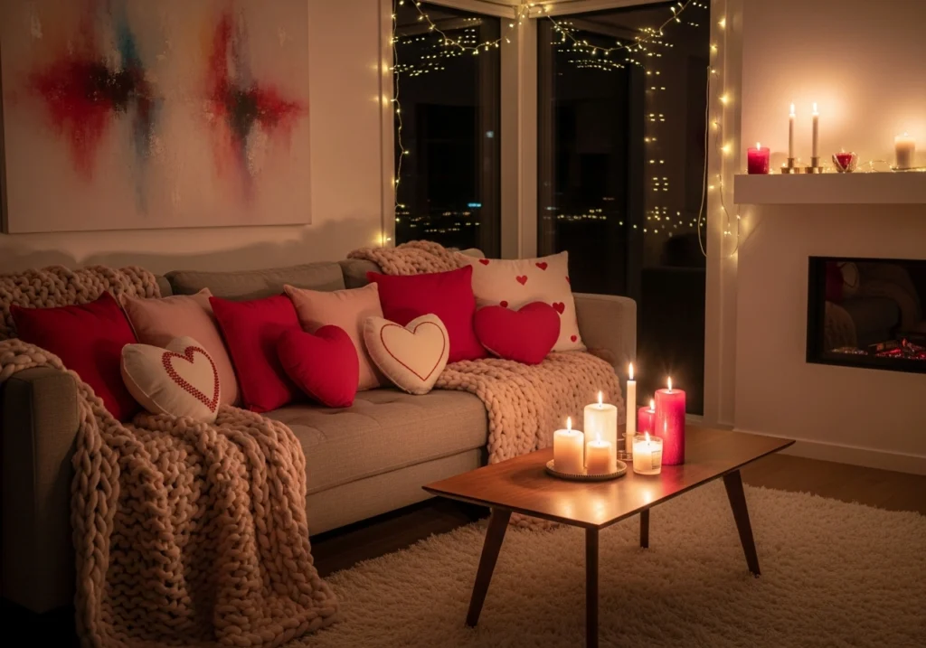 Cozy Living Room Valentine’s Day Decoration Ideas