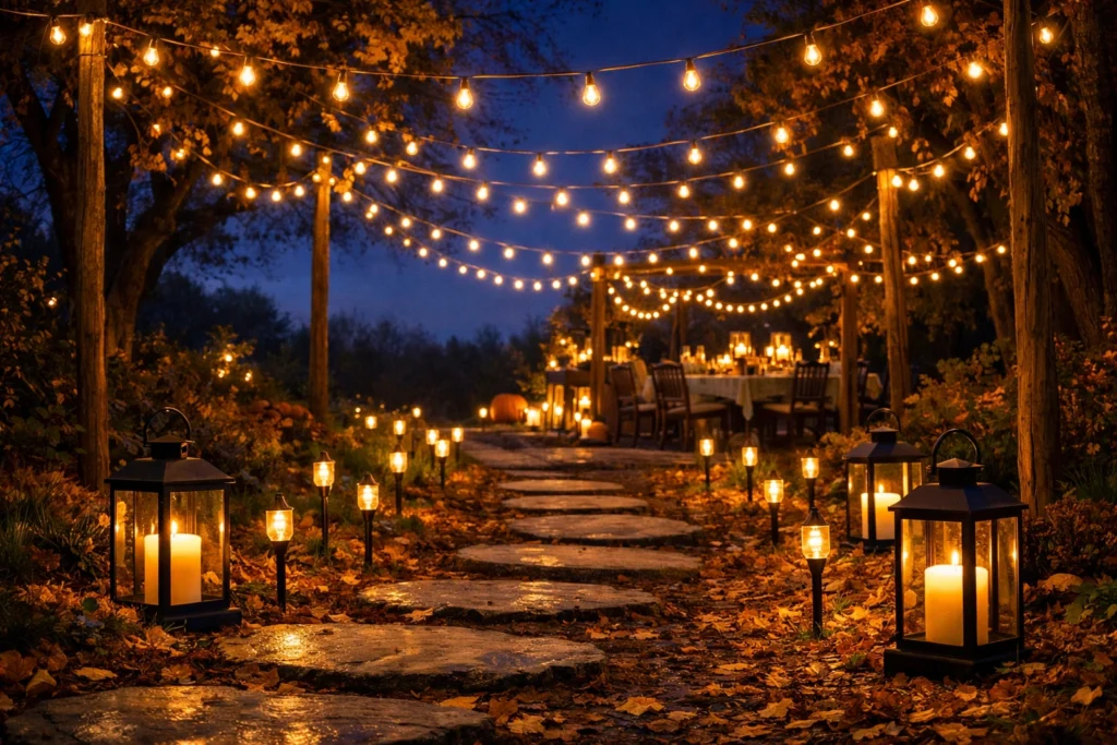 String Lights and Lanterns for Magical Evening Ambiance