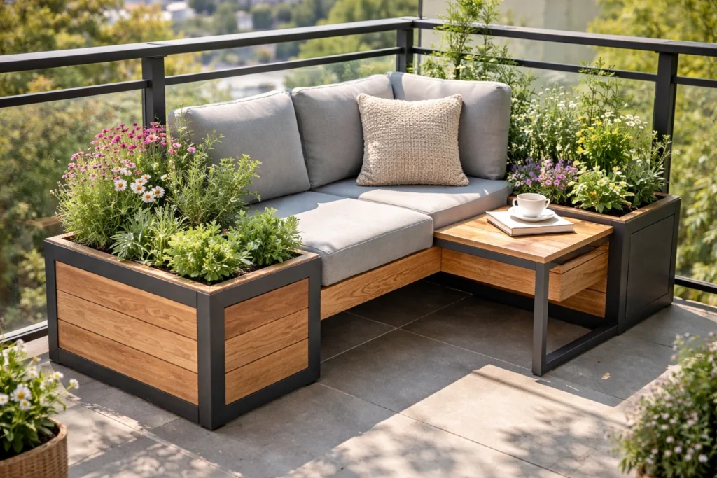 Compact Furniture with Integrated Planters