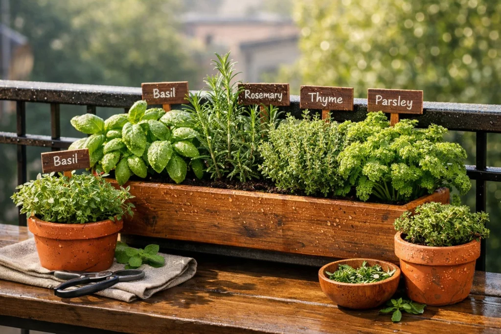 Herb Gardens in Window Boxes and Small Containers