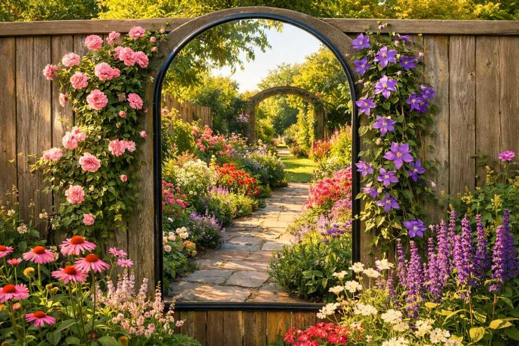 Install Garden Mirrors to Create Depth Illusion
