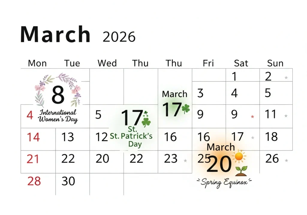 March 2026 Important Dates and Observances