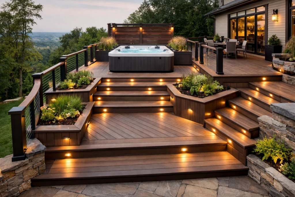 Multi-Level Deck Configurations with Spa Integration