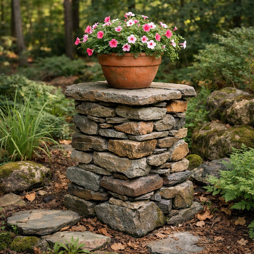Stacked Stone Stands for Natural Integration