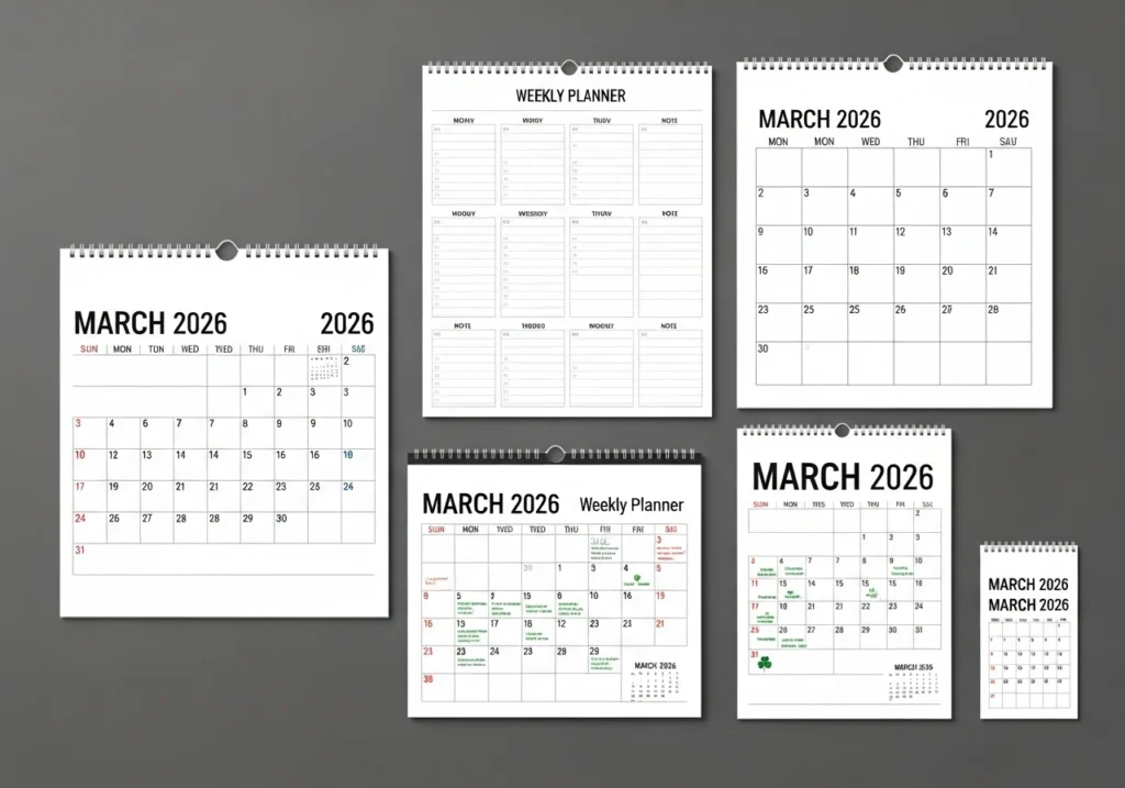 Types of March 2026 Calendar Formats Available