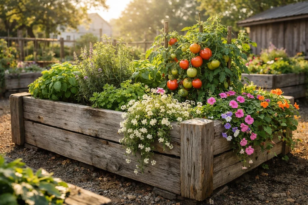 Weathered Wooden Planters and Raised Beds