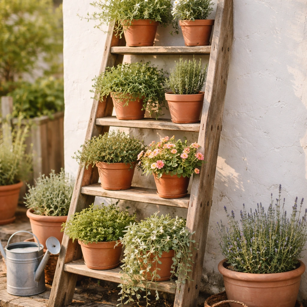 Wooden Ladder Displays with Rustic Charm