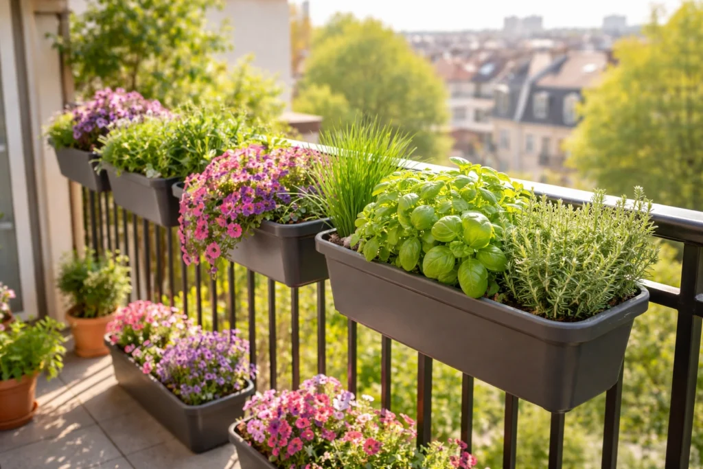 Install Railing Planters for Herbs and Flowers