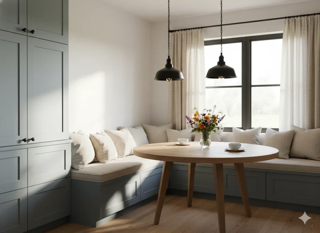Blue Grey Breakfast Nook
