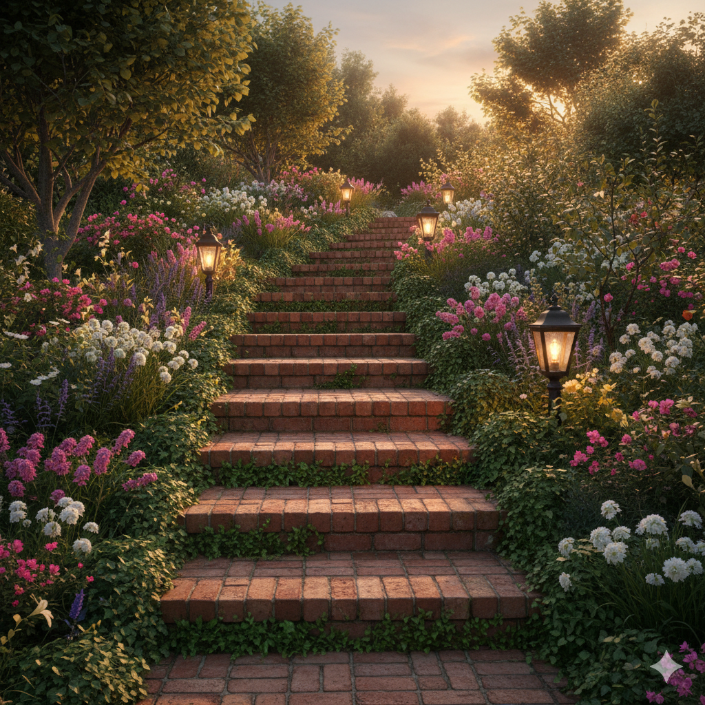 Brick Garden Stairway