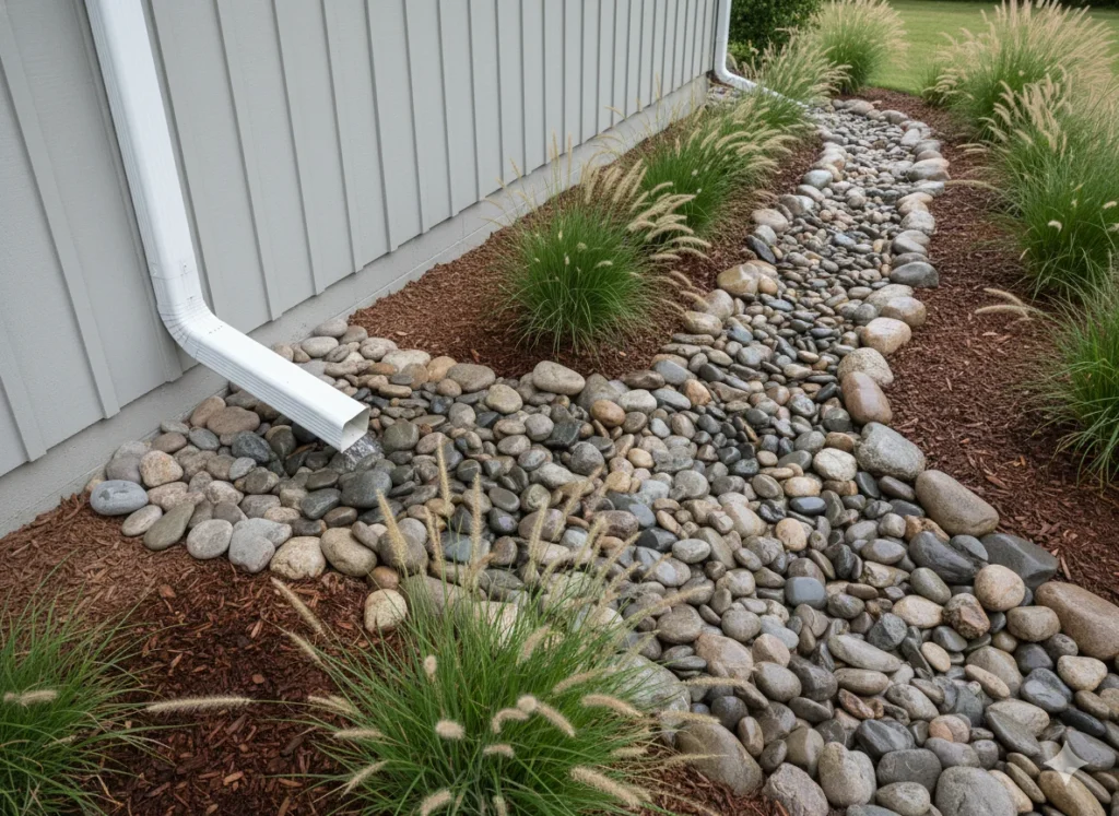 Downspout Rock Bed
