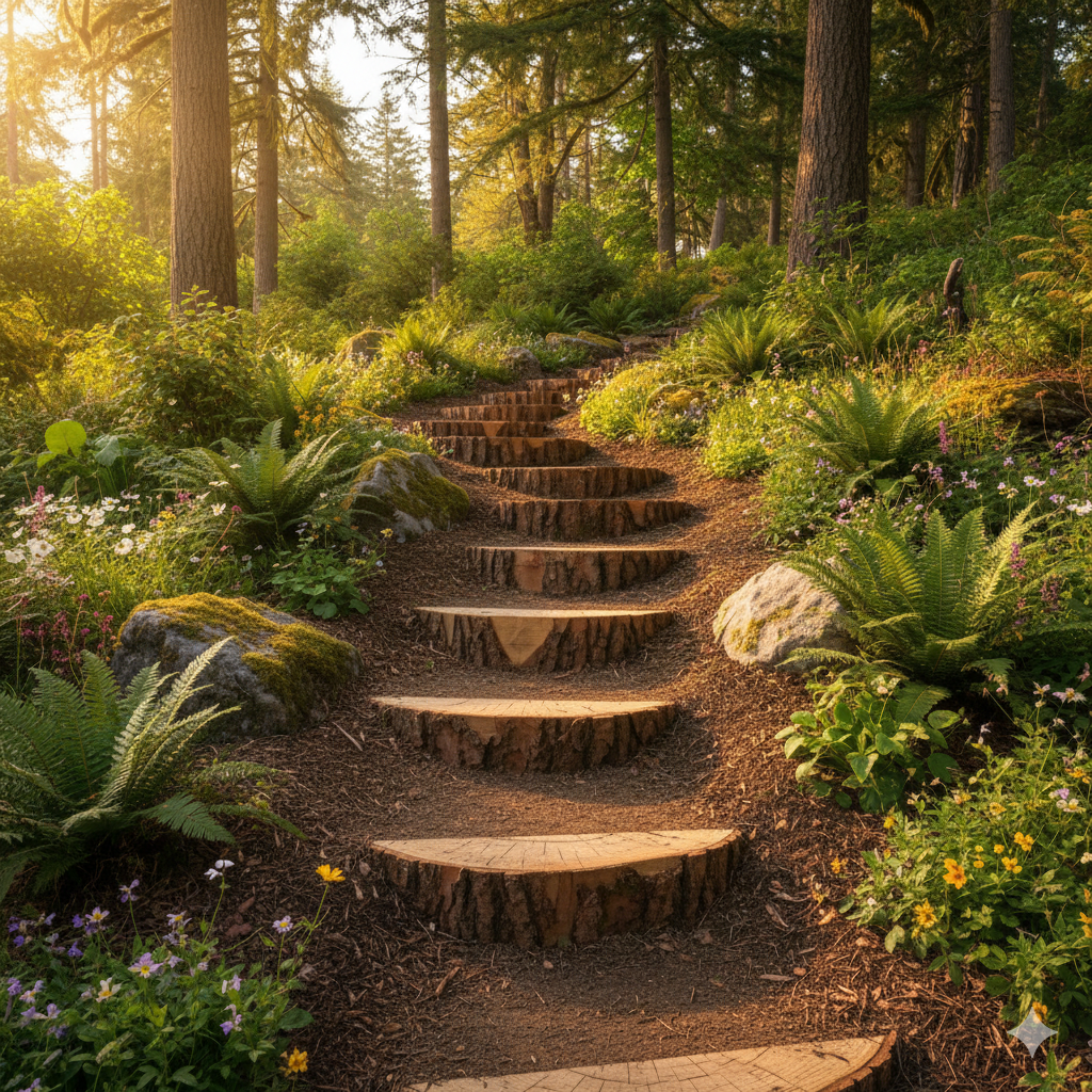 Rustic Log Steps