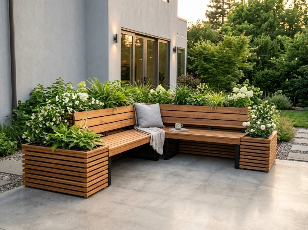 Slatted Bench Planters