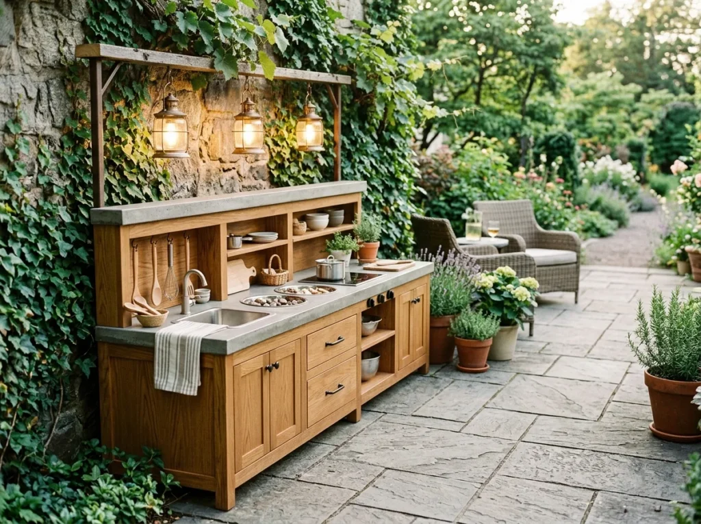Stone Patio Kitchen