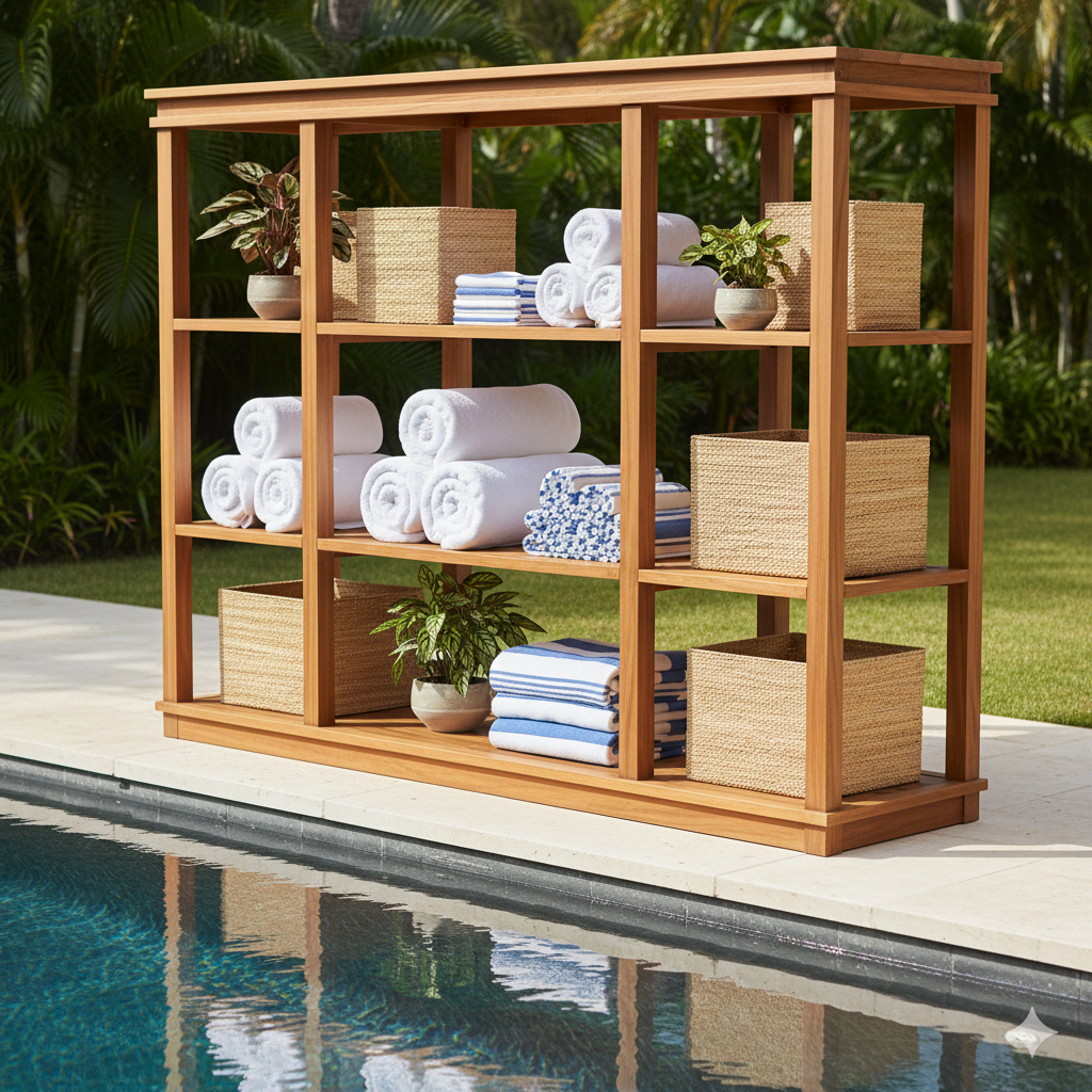 Teak Tower Shelving