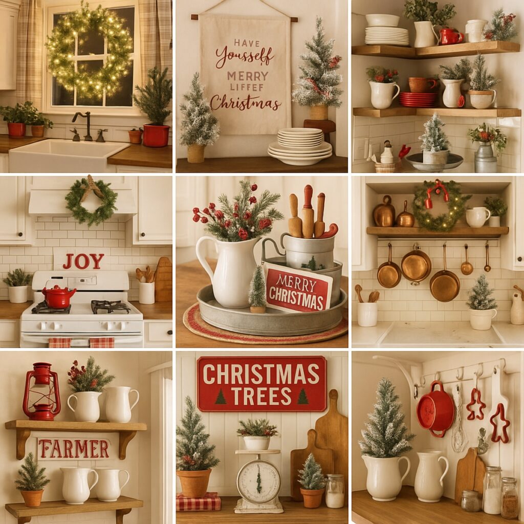 9 Vintage Farmhouse Christmas Kitchen Decor Ideas