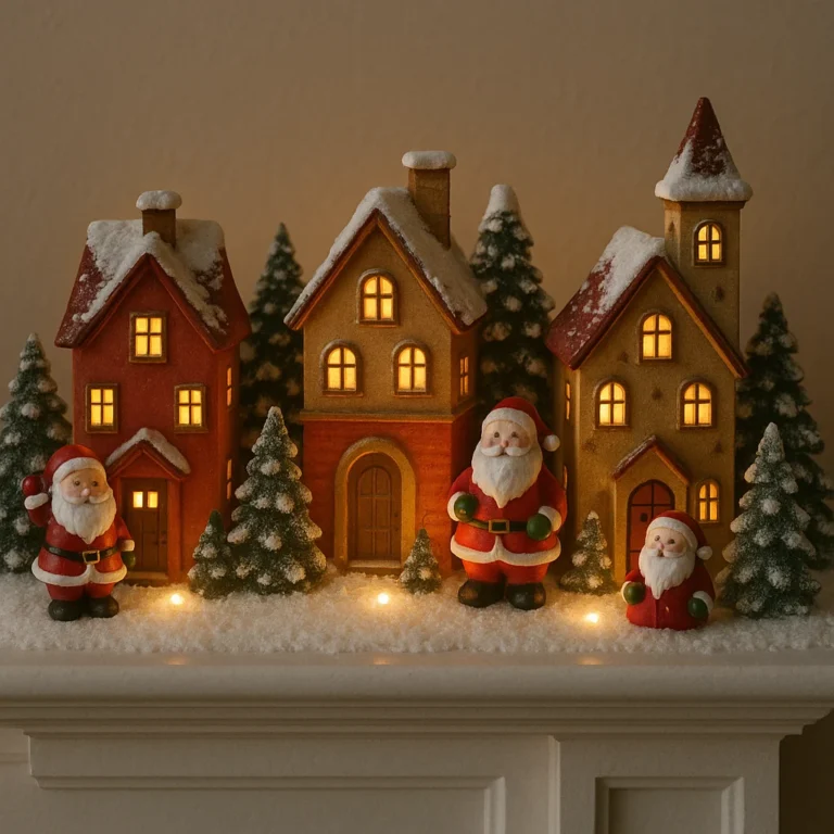  Use fresh or faux greenery garlands paired with warm lighting to highlight the mantel and bring cozy holiday charm.